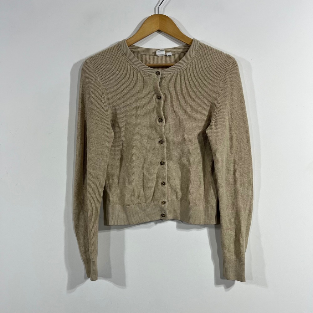 Gap Preppy Parisian Ribbed Cotton Button Front Cardigan Sweater Womens Small